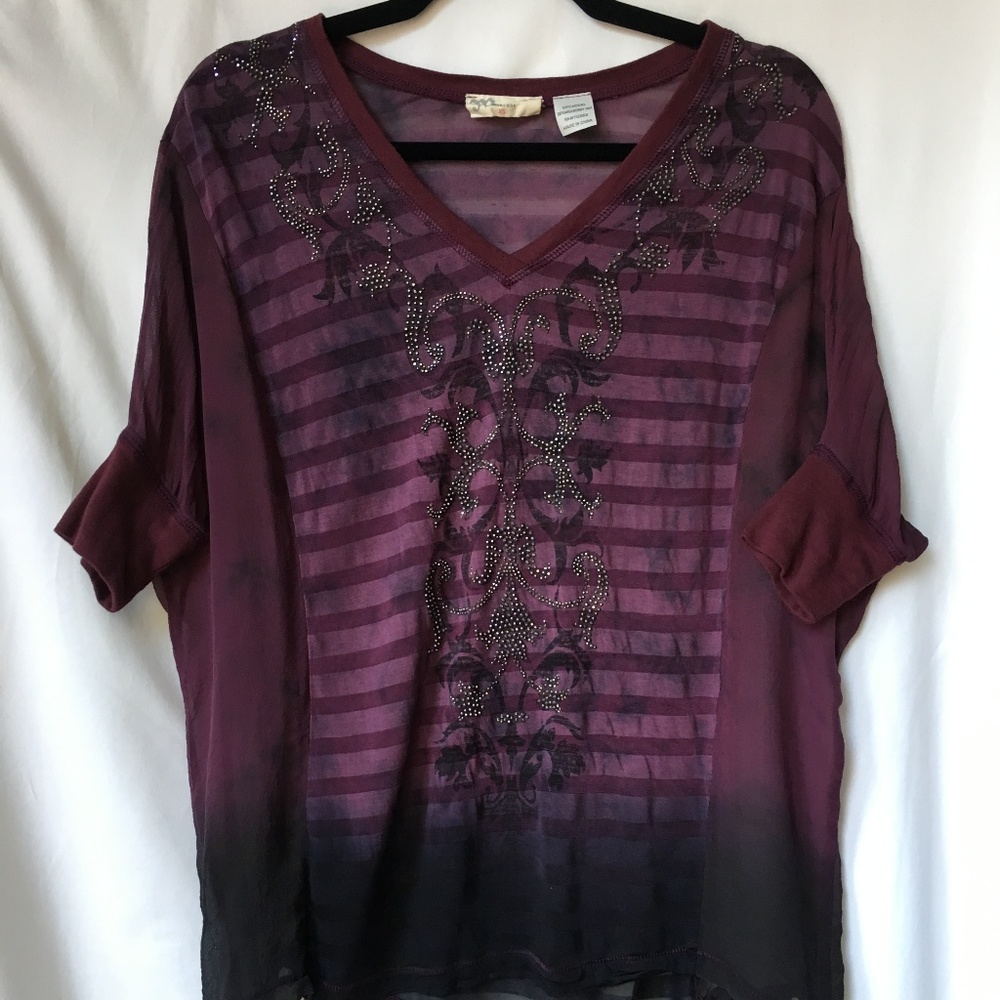 Miss Me Sheer beaded t-shirt